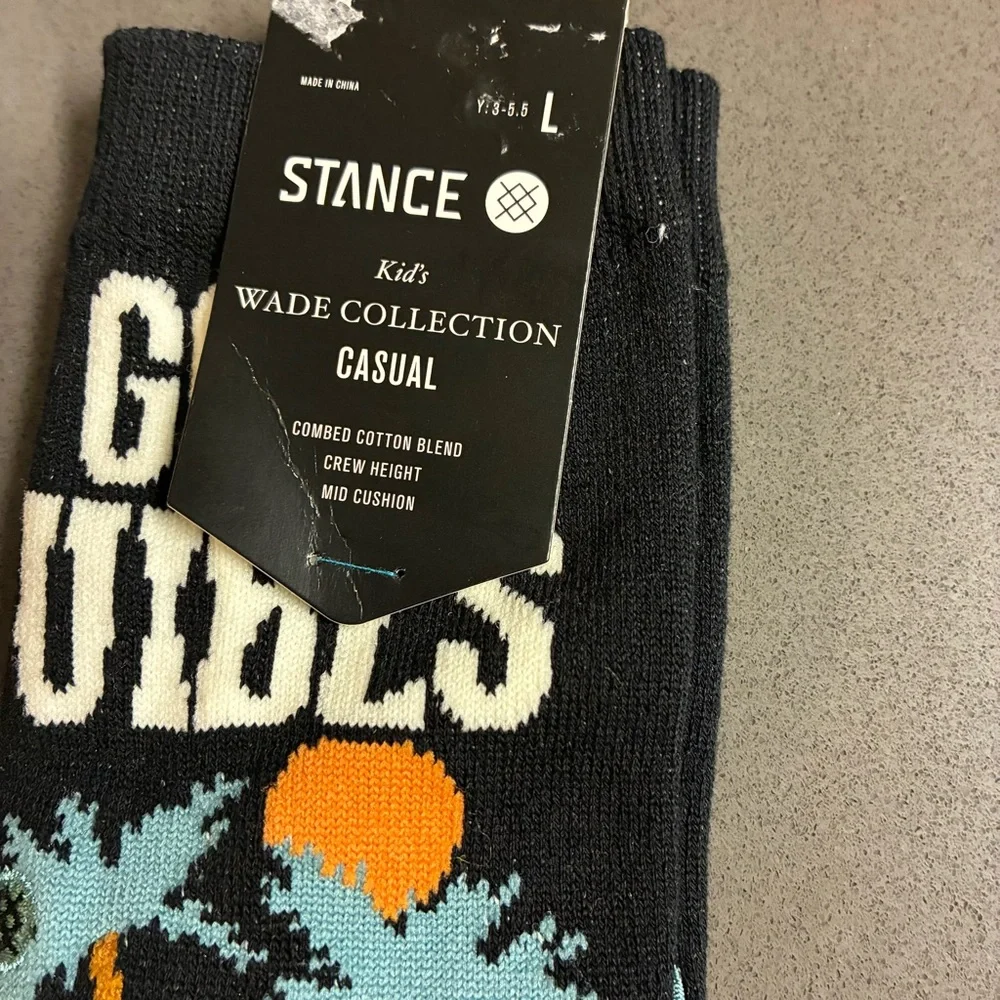 Stance Kids Wade Collection casual crew Socks - Orange and blue Large 3-5.5 New